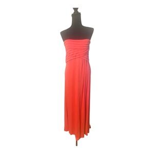 ICE Iceberg Coral Pink Strapless Ruched Pleated Maxi Dress IT 44 US 8 NWT